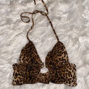 I.AM.GIA leopard tie crop top